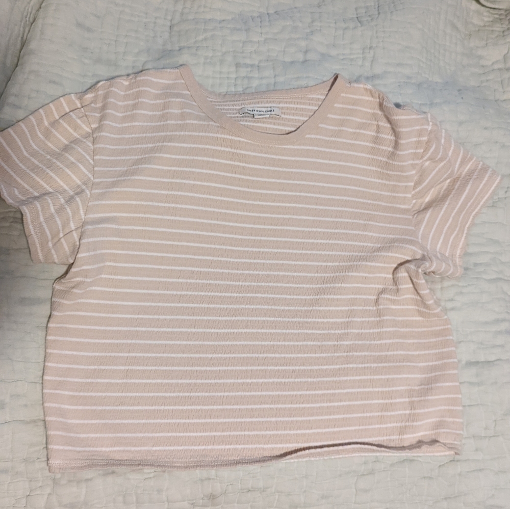 American Eagle Striped textured Tee Medium - Picture 1 of 3